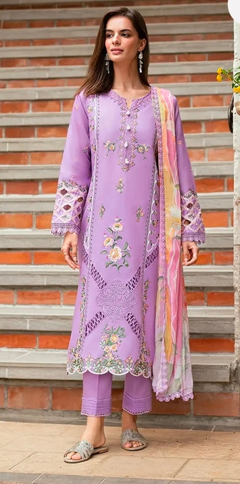 Mushq Roheenaz Summer Riviere Luxury Lawn 3PC – lavender embroidered suit