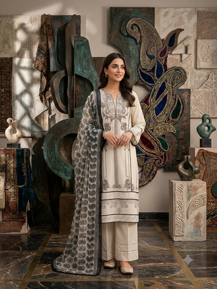 Mavi's Pret | Sana Safinaz Luxury Embroidered 3PC – Stitched Ready to Wear | 100% Original
