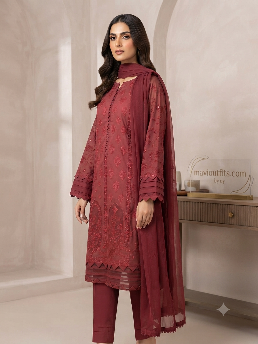 Mavi's Pret Mariab MLuxe Kurta – Large | 101% Original Fabric | Beautiful Finishing