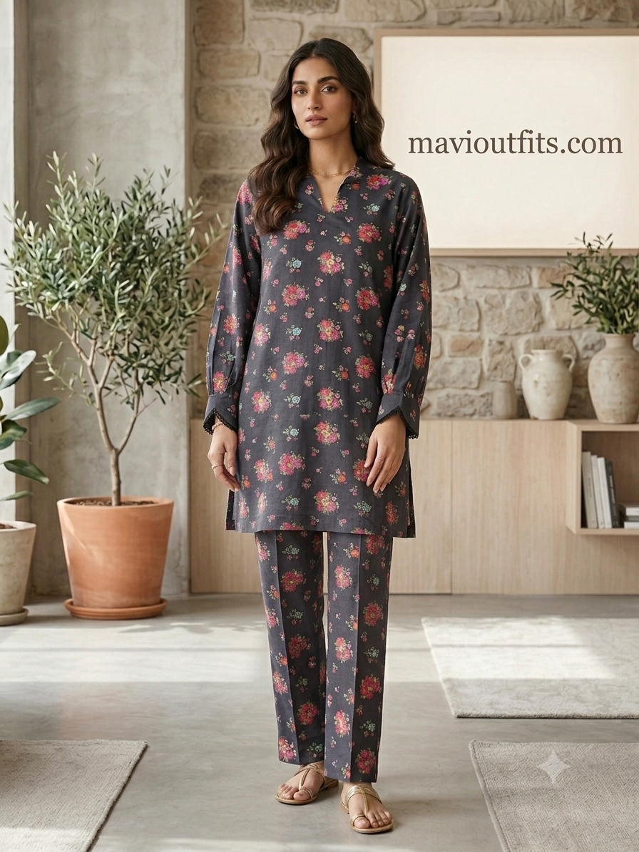 Mavi's Printed Cord 2PC – Lawn Shirt & Trouser | Summer Ready-to-Wear | 101% Original