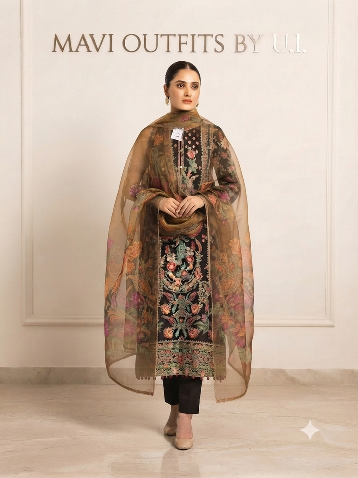 Mavi's Pret Hussain Rehar Ready to Wear 3PC – Luxury Embroidered | 101% Original