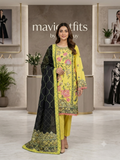 Zaha Luxury Lawn 3PC Stitched Suit – Thread Work Embroidered | Mavi's Pret | 101% Original