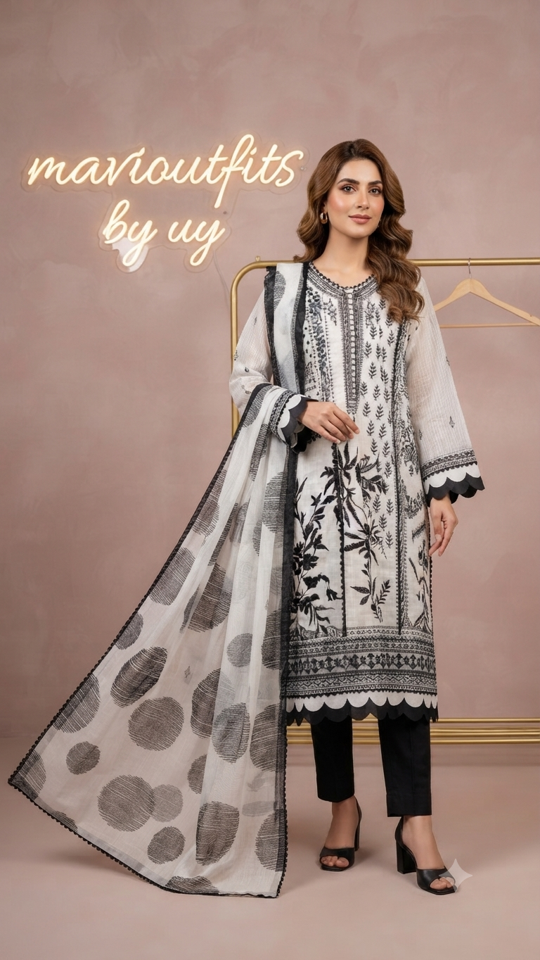 Mavi Pret Sana Safinaz  Luxury Embroidered Lawn 3PC Stitched | Ready to Wear | All Sizes