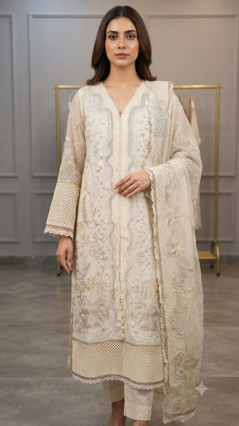 Mavi Pret BinIlyas 232-A Luxury Embroidered Lawn 3PC | Stitched Ready to Wear