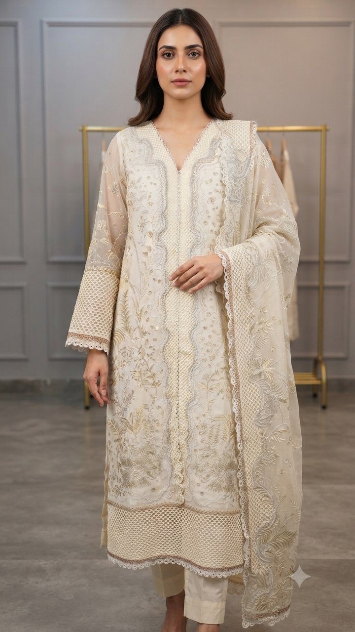 Mavi Pret BinIlyas 232-A Luxury Embroidered Lawn 3PC | Stitched Ready to Wear
