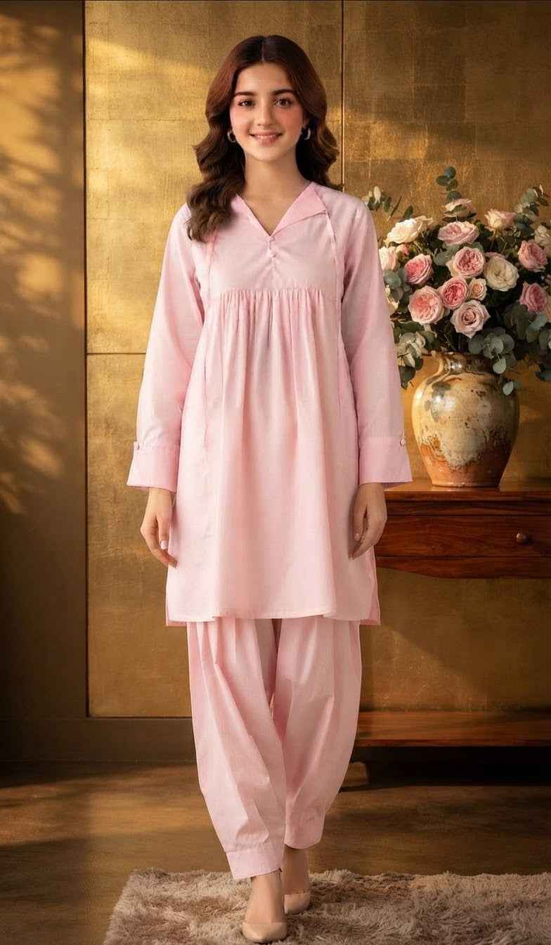 Mavi’s Cord Pink – Cotton 2PC Ready to Wear