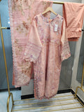 Mavi's Formal Afrozeh Kaftan Peach 3PC – Cotton Net | 101% Original