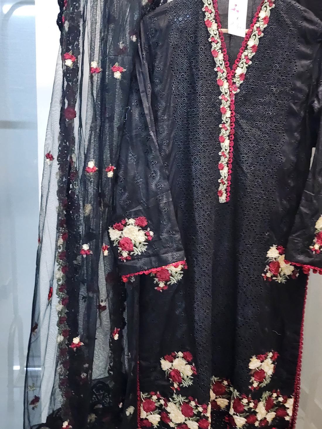 Mavi's Pret Luxury Full Chikankari 3PC Black | 100% Original