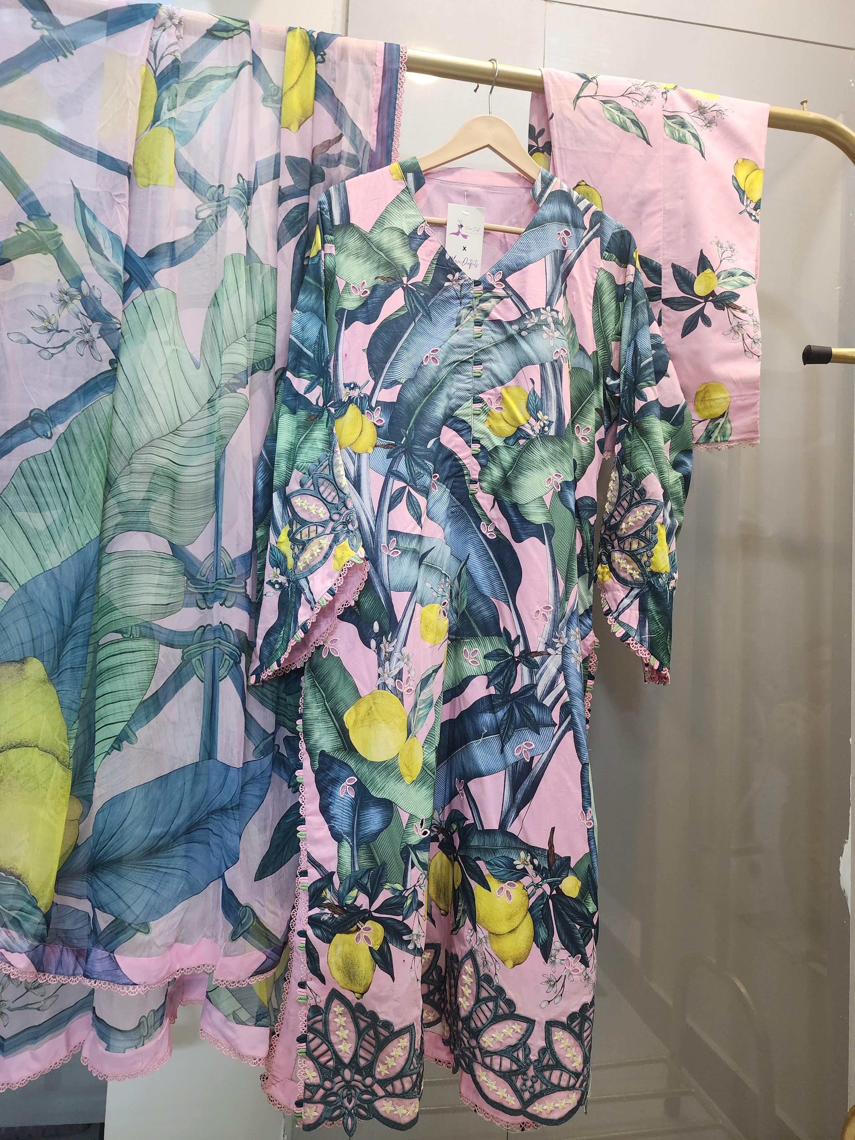 Maria.B M.Prints Luxury Lawn 3PC Stitched Suit – Chikankari Embroidered | Mavi's Pret | 101% Original