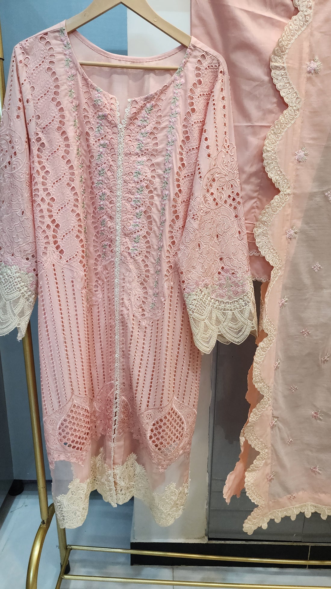 Mavi Pret Luxury Embroidered Lawn 3PC Peach | Stitched Ready to Wear