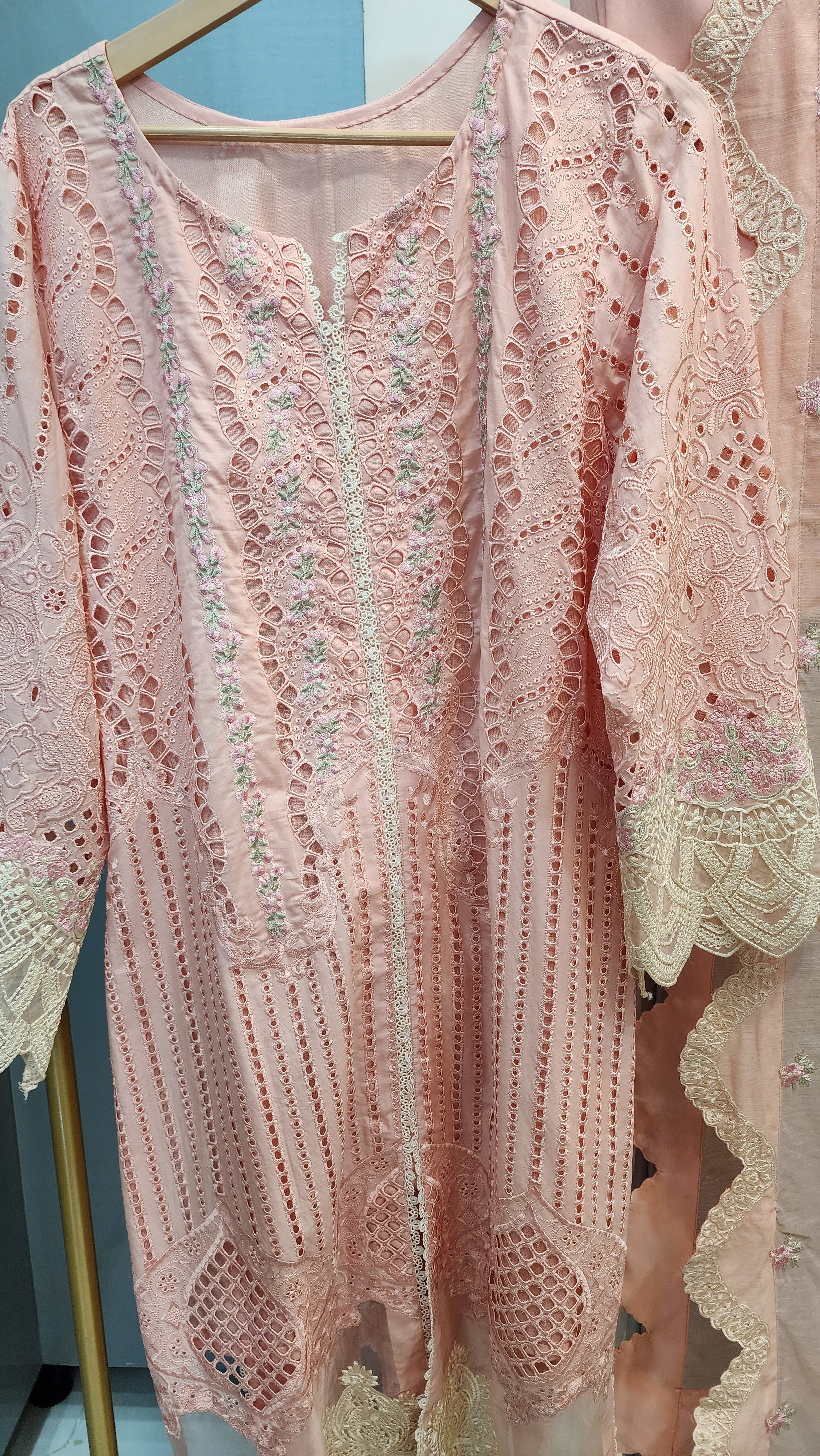 Mavi Pret Luxury Embroidered Lawn 3PC Peach | Stitched Ready to Wear
