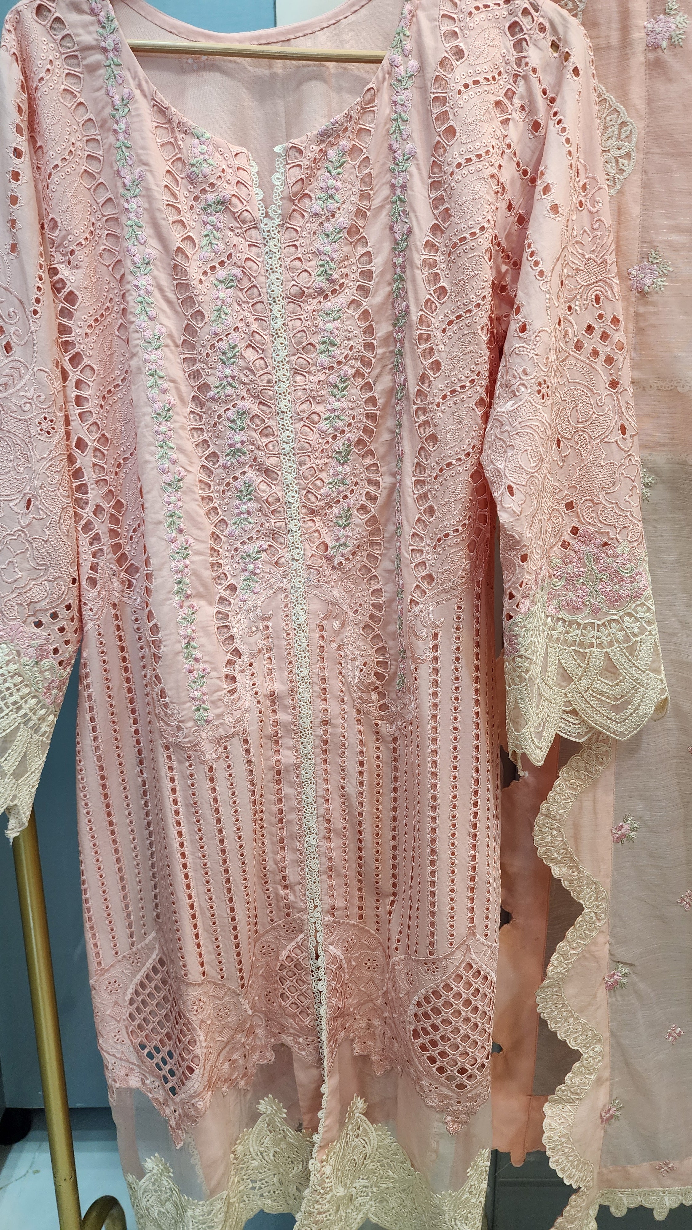 Mavi Pret Luxury Embroidered Lawn 3PC Peach | Stitched Ready to Wear