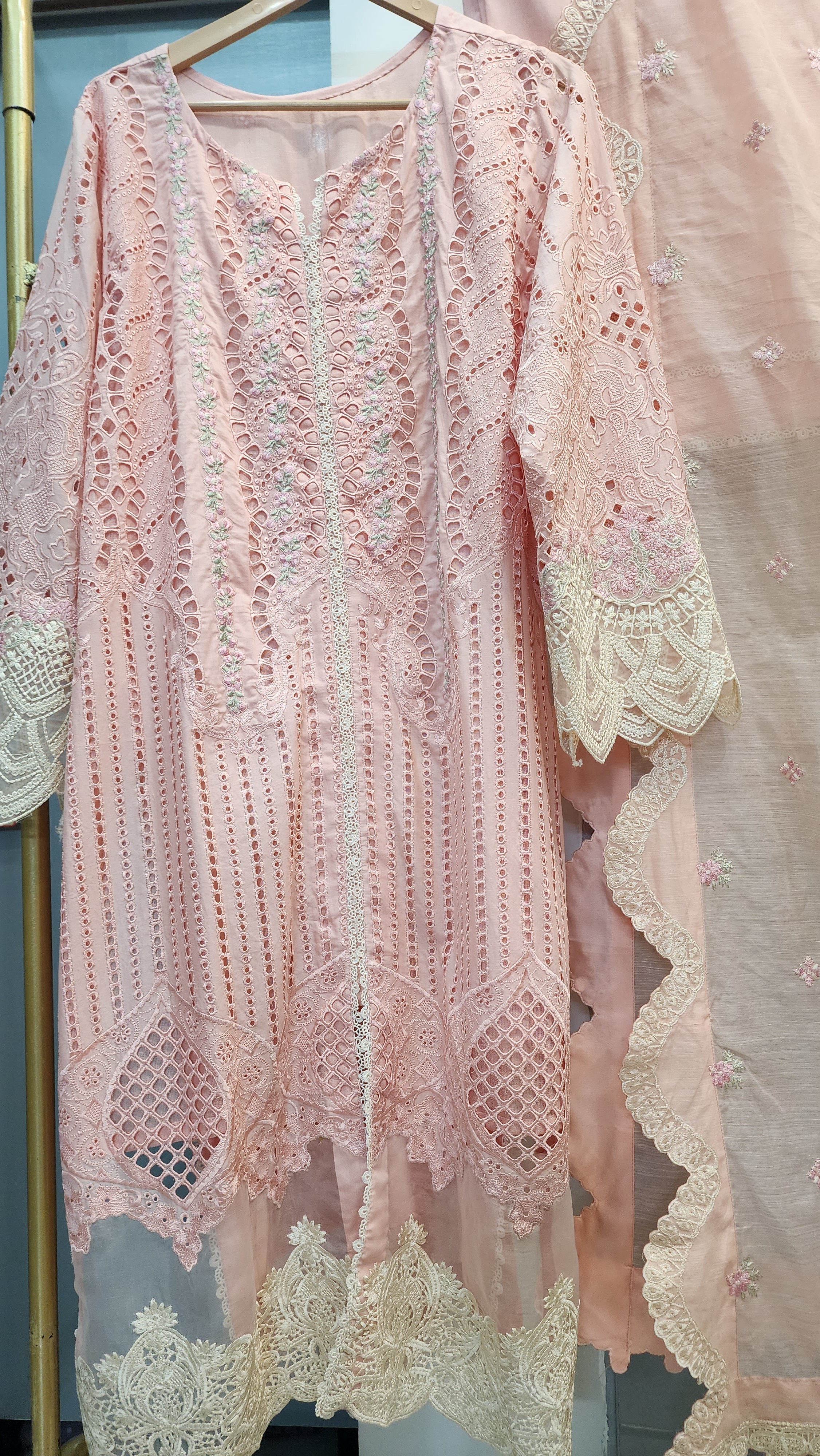 Mavi Pret Luxury Embroidered Lawn 3PC Peach | Stitched Ready to Wear