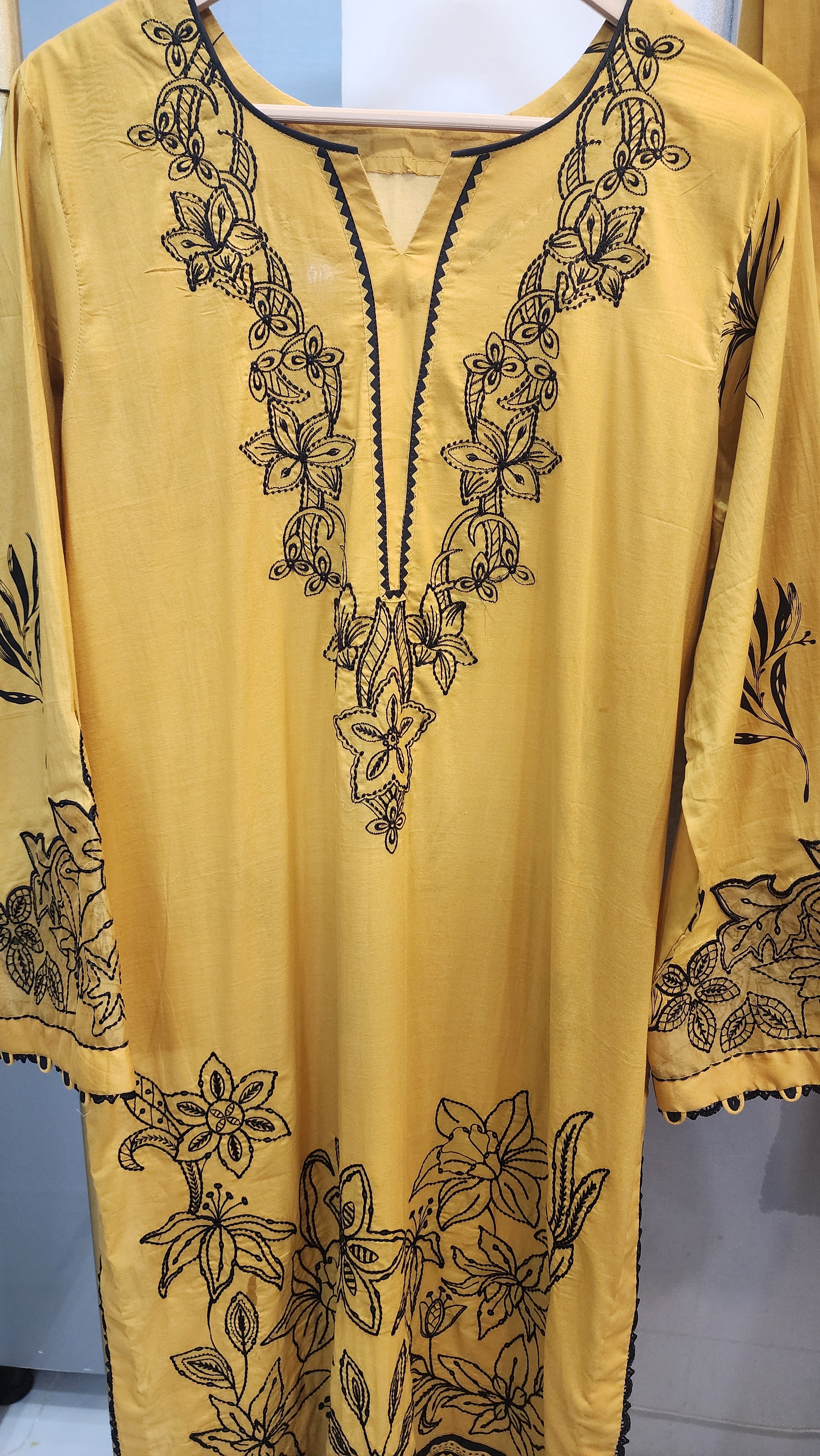 Mavi Pret  Luxury Embroidered Lawn 3PC Mustard | Stitched Ready to Wear