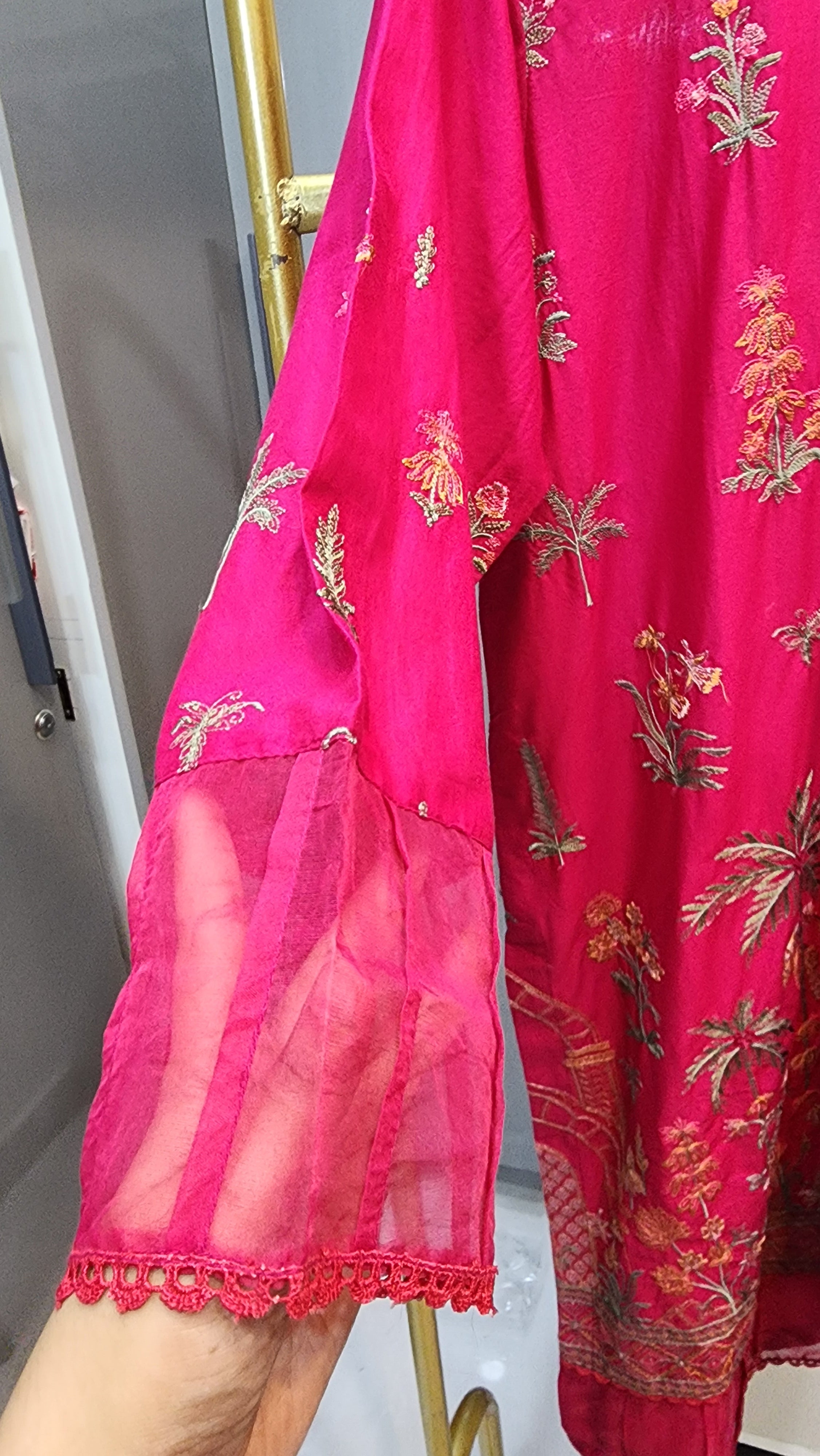 Mavi Pret Mariab Luxury Embroidered Lawn 2PC Pink | Stitched Ready to Wear