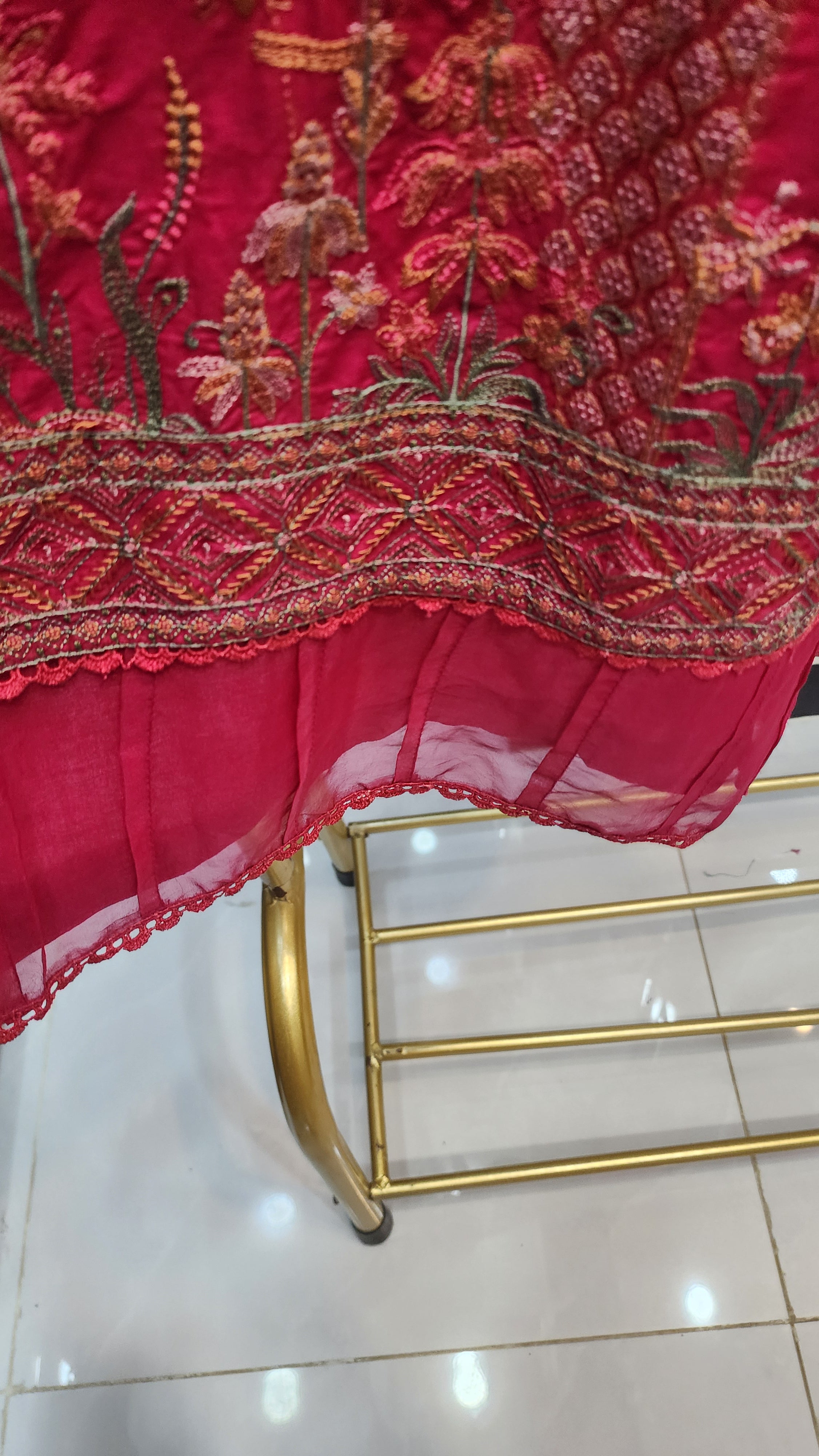 Mavi Pret Mariab Luxury Embroidered Lawn 2PC Pink | Stitched Ready to Wear