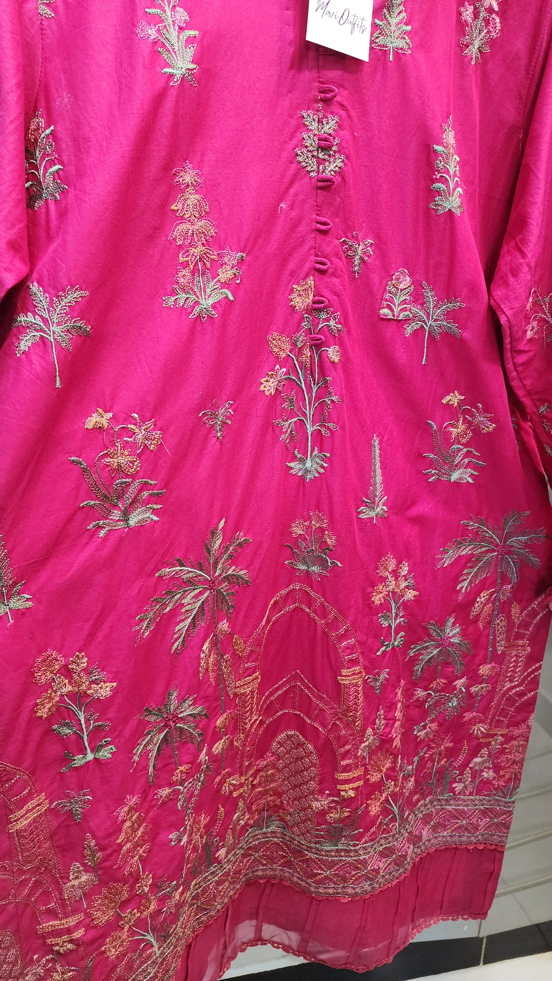 Mavi Pret Mariab Luxury Embroidered Lawn 2PC Pink | Stitched Ready to Wear