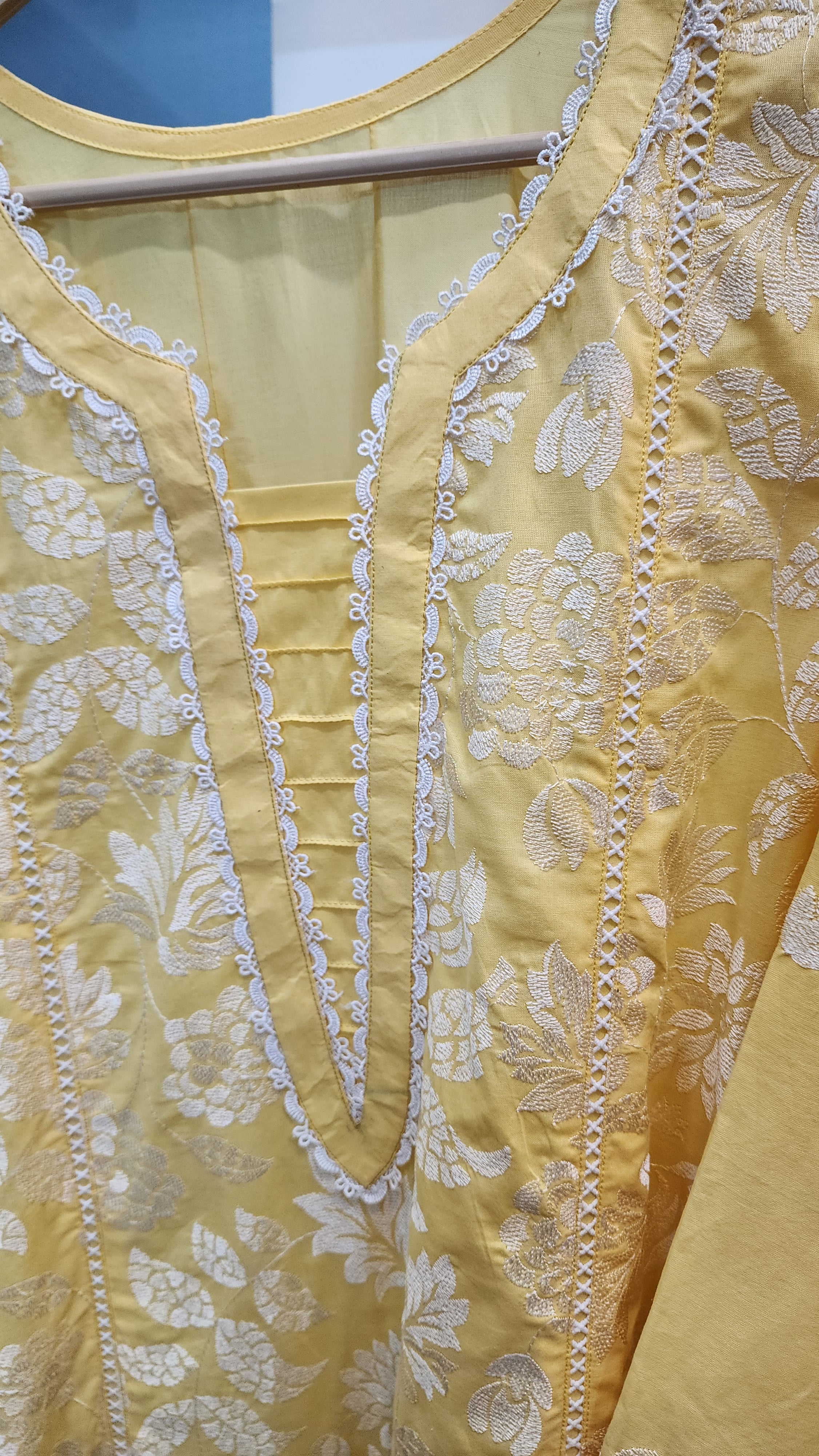 Mavi Pret Bareeze Luxury Embroidered Lawn 3PC – Butter Yellow | Stitched Ready to Wear | 101% Original