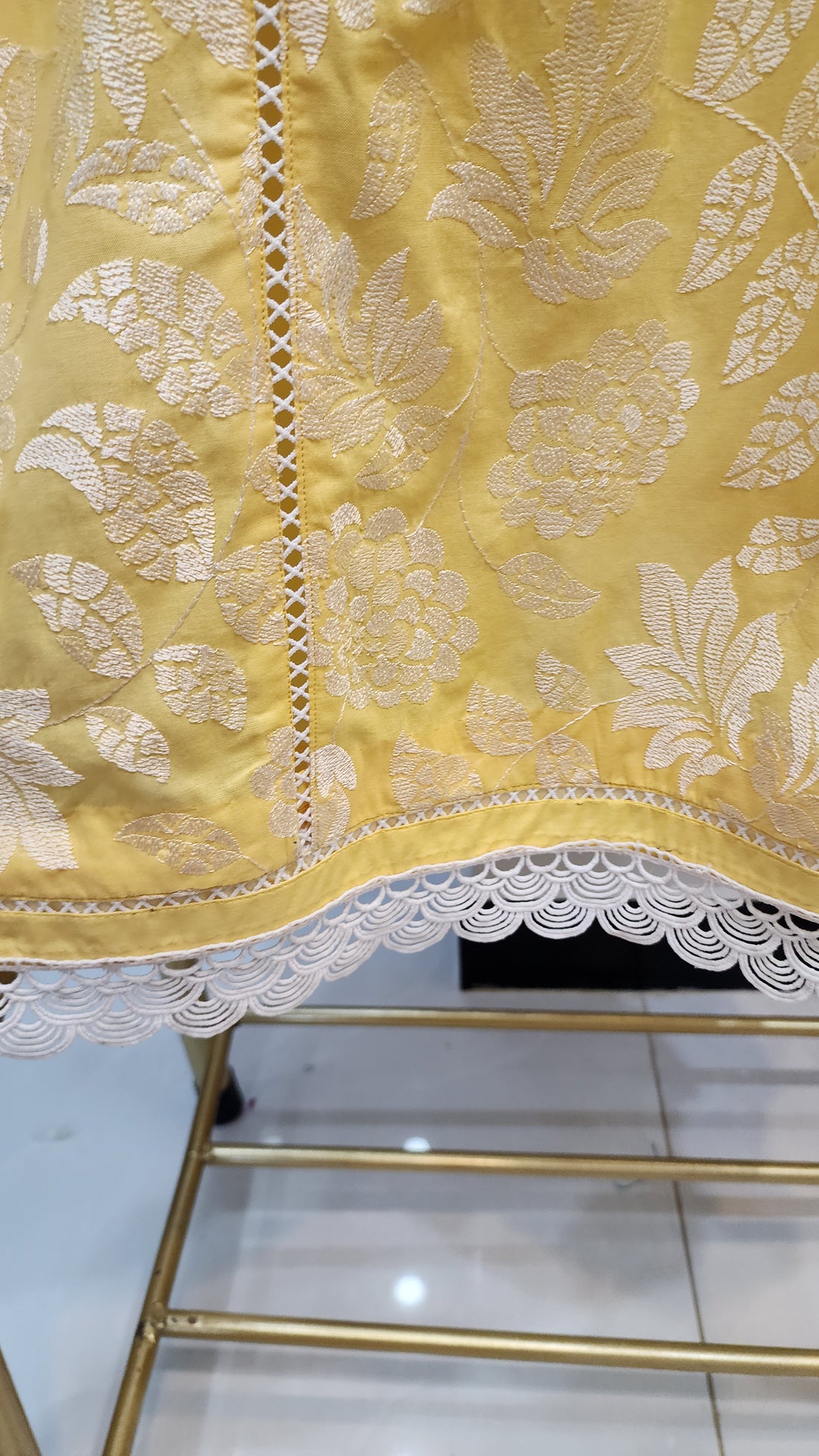 Mavi Pret Bareeze Luxury Embroidered Lawn 3PC – Butter Yellow | Stitched Ready to Wear | 101% Original