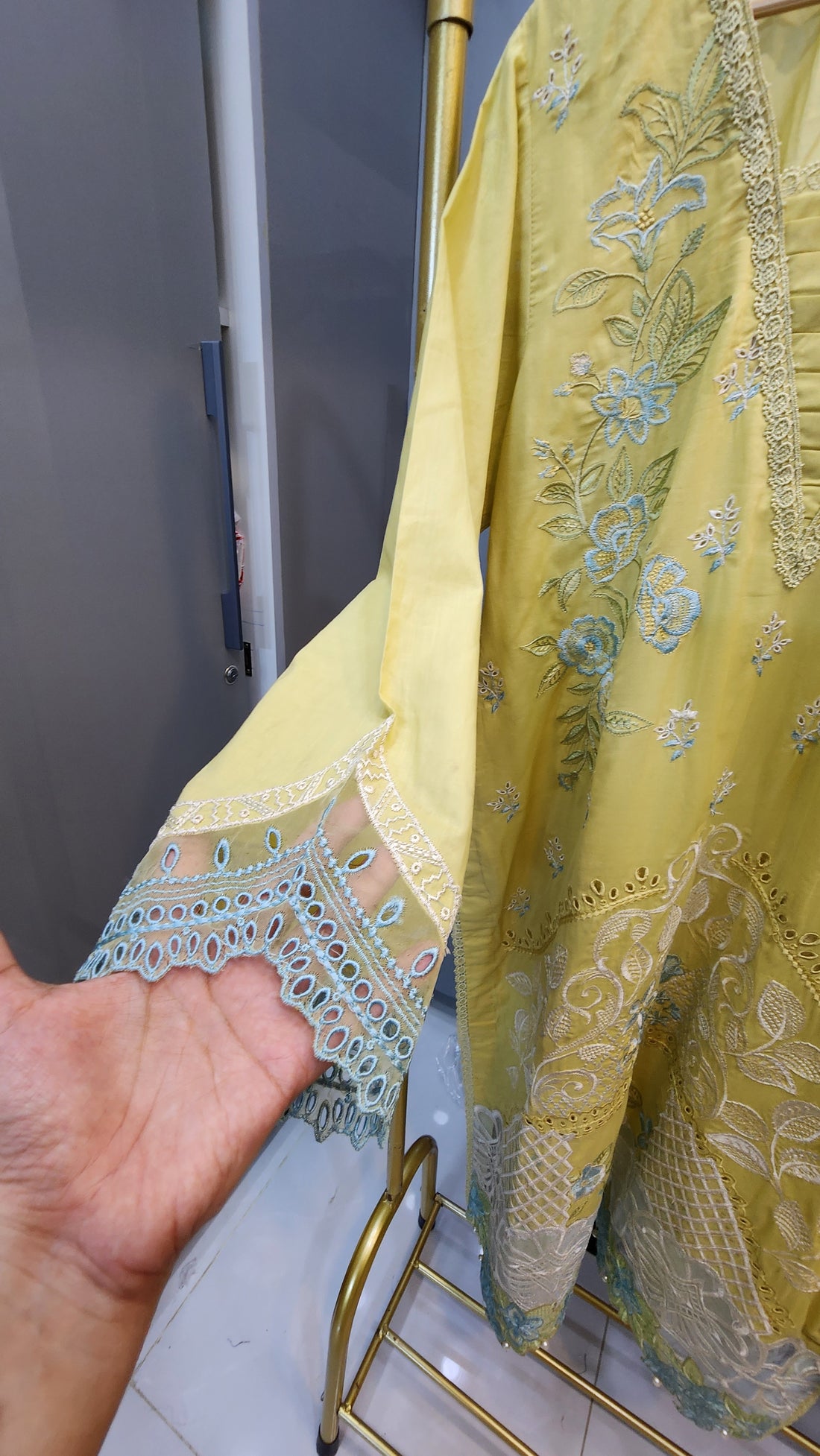 Mavi Pret Luxury Embroidered Lawn Lemon 3PC | Stitched Ready to Wear