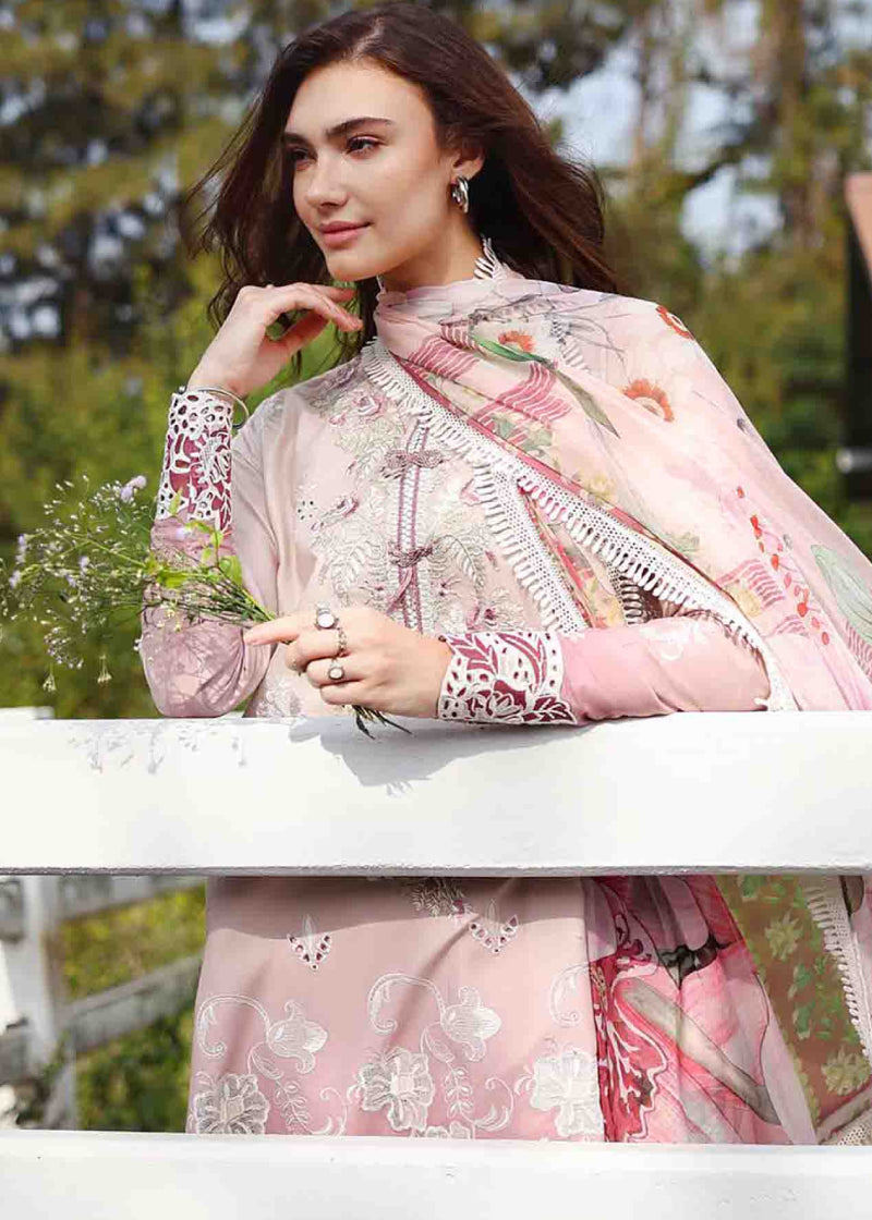 Solace Ombre Chikankari By Mushq Unstitched Lawn Embroidered 3 Piece Suit - MQHMSOCK- Dew Drift- Summer Collection