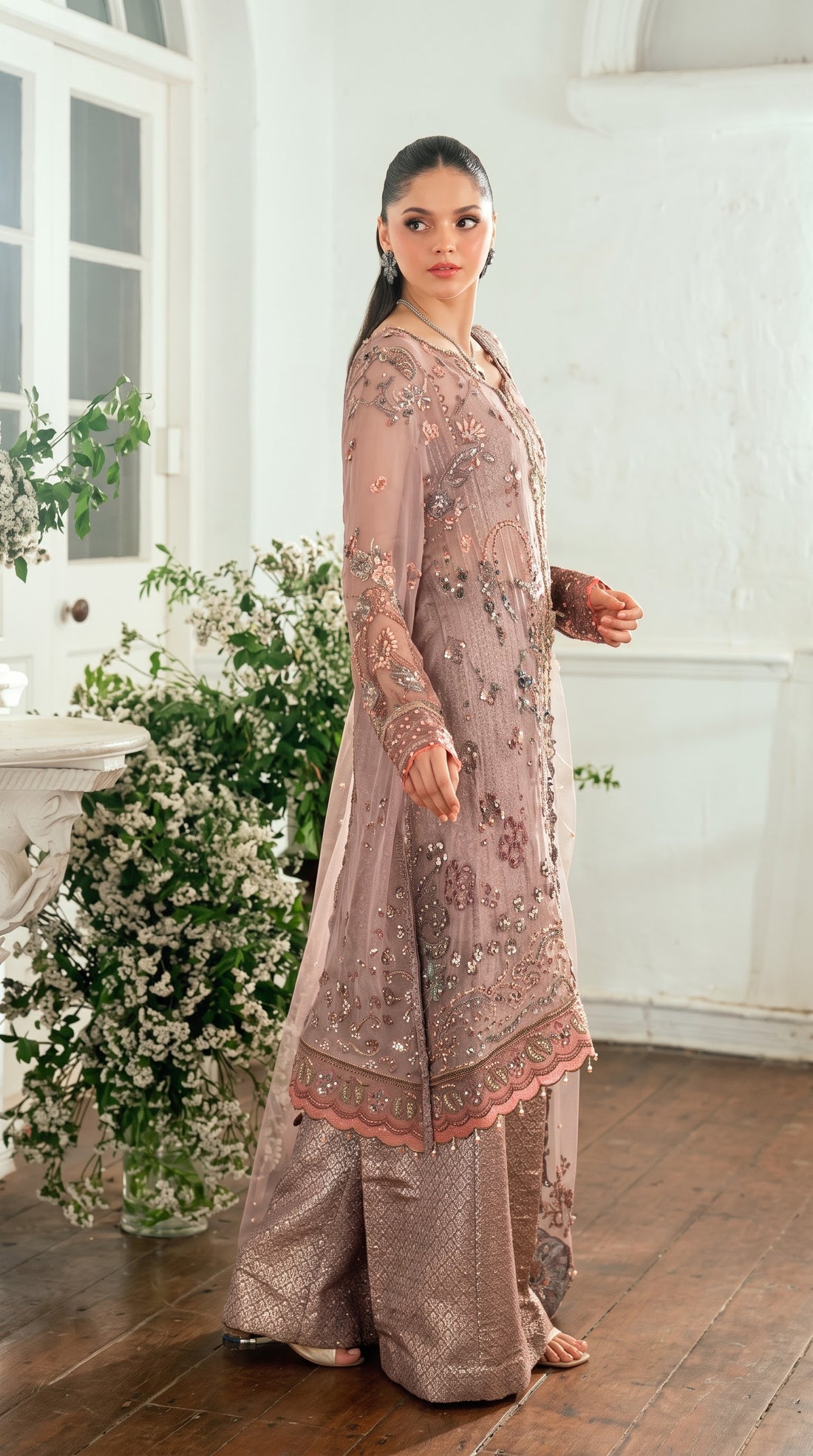 Mushq Sham Shandaar Embroidered Chiffon Unstitched 4Pc Suit – Roop Rangoli | 101% Original