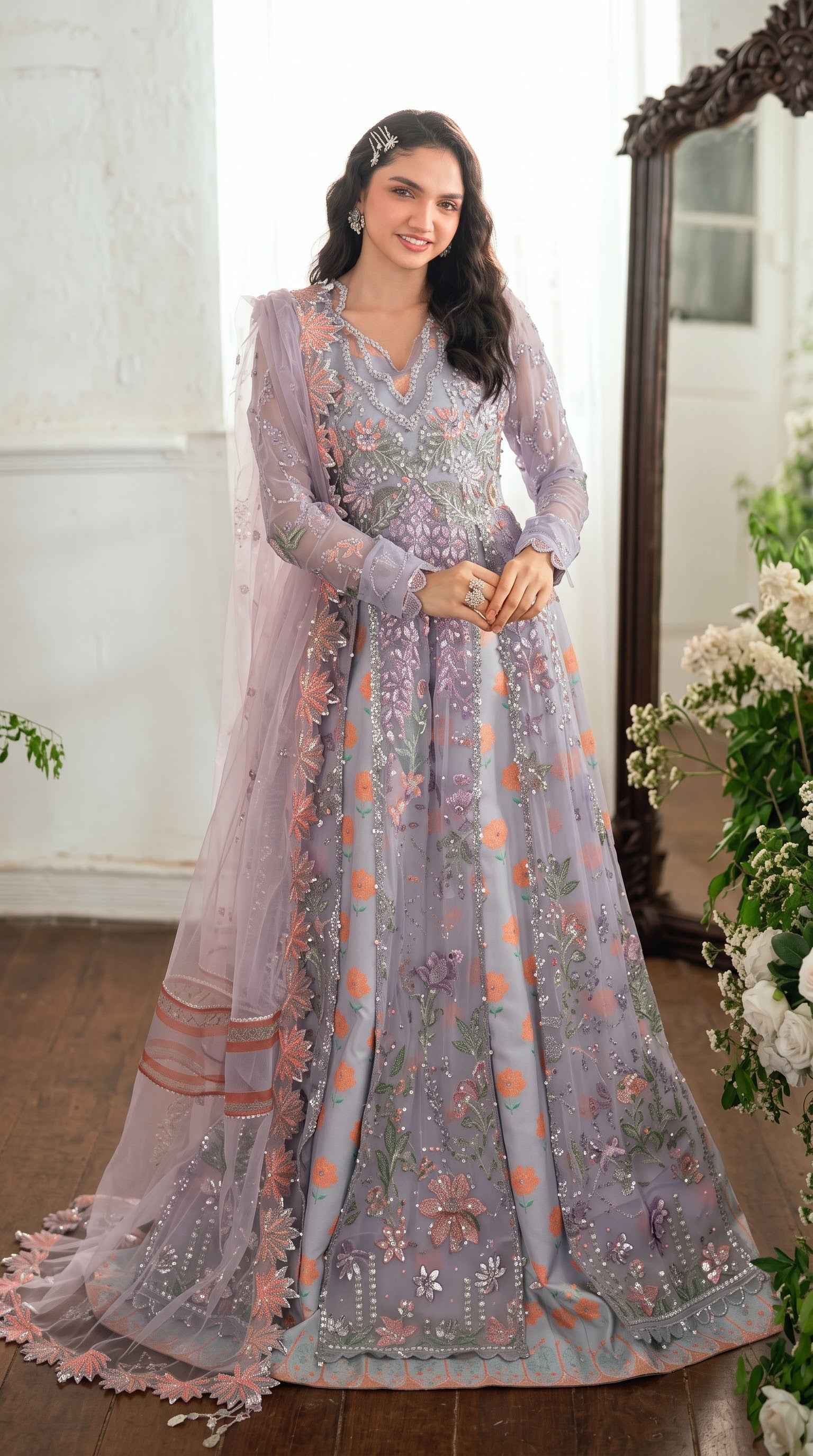 Mushq Sham Shandaar Embroidered Chiffon Unstitched 4Pc Suit – Rangeela Raag | 101% Original