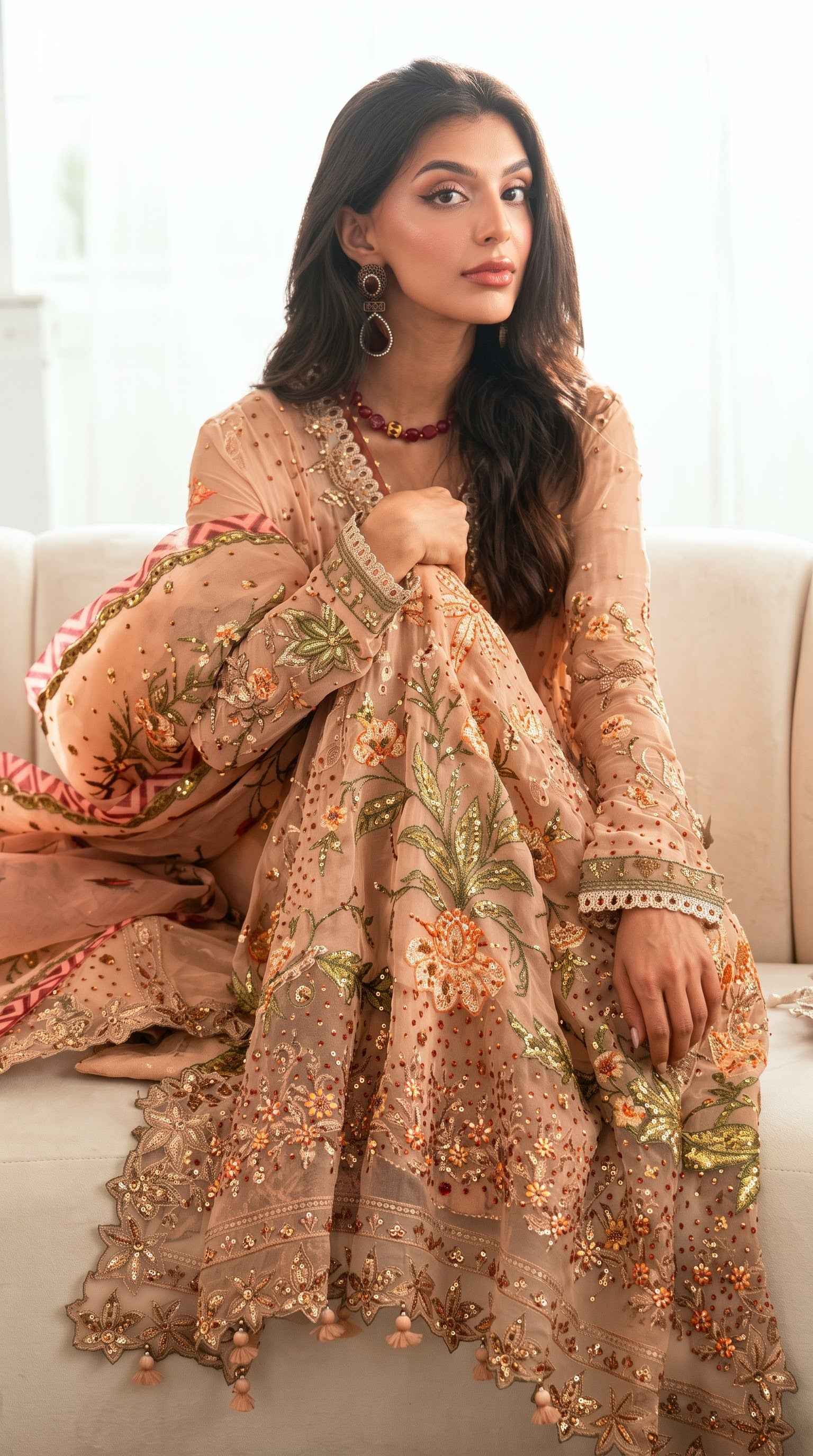 Mushq Sham Shandaar Embroidered Chiffon Unstitched 4Pc Suit – Tarannum | 101% Original