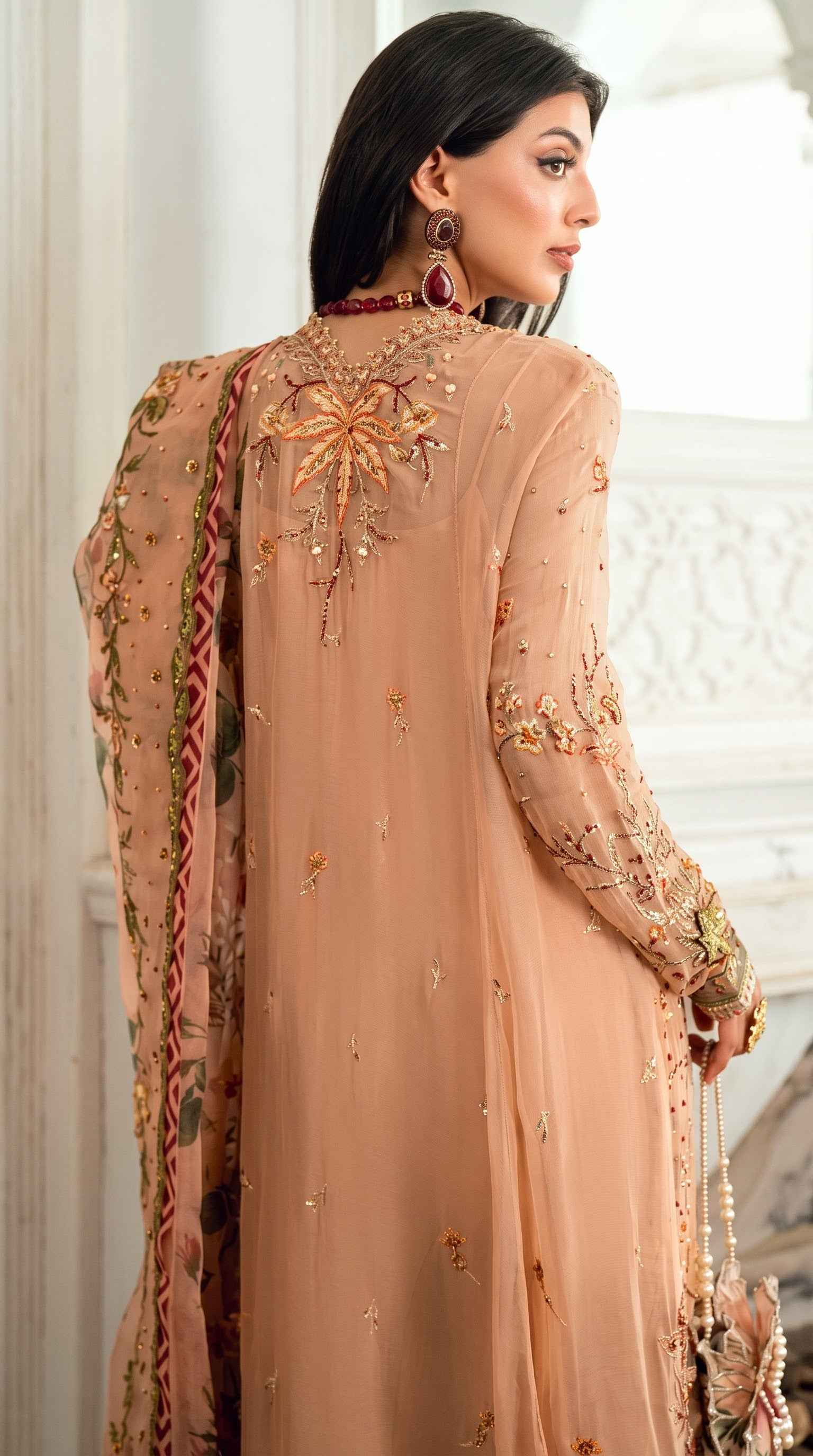 Mushq Sham Shandaar Embroidered Chiffon Unstitched 4Pc Suit – Tarannum | 101% Original