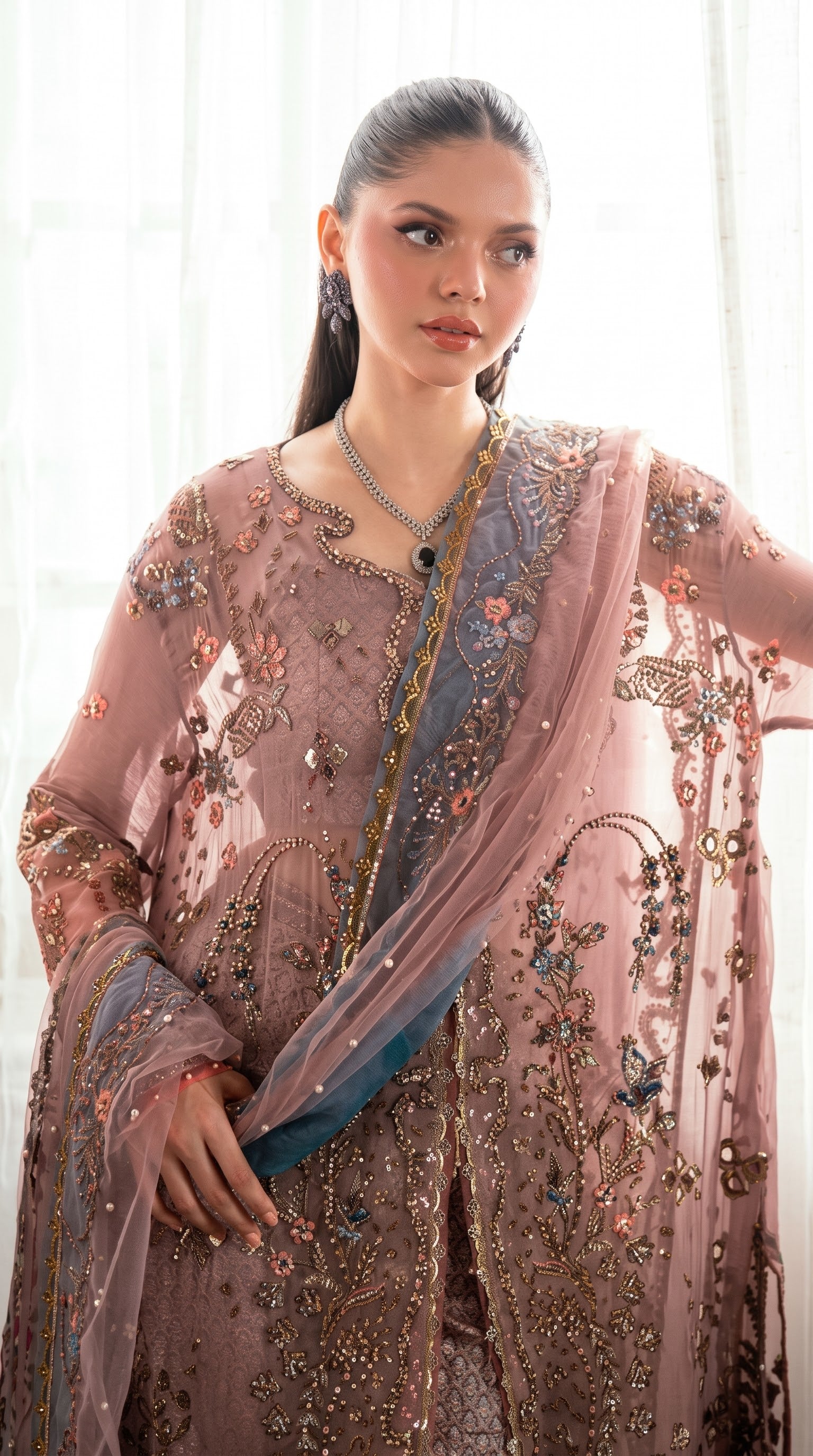 Mushq Sham Shandaar Embroidered Chiffon Unstitched 4Pc Suit – Roop Rangoli | 101% Original