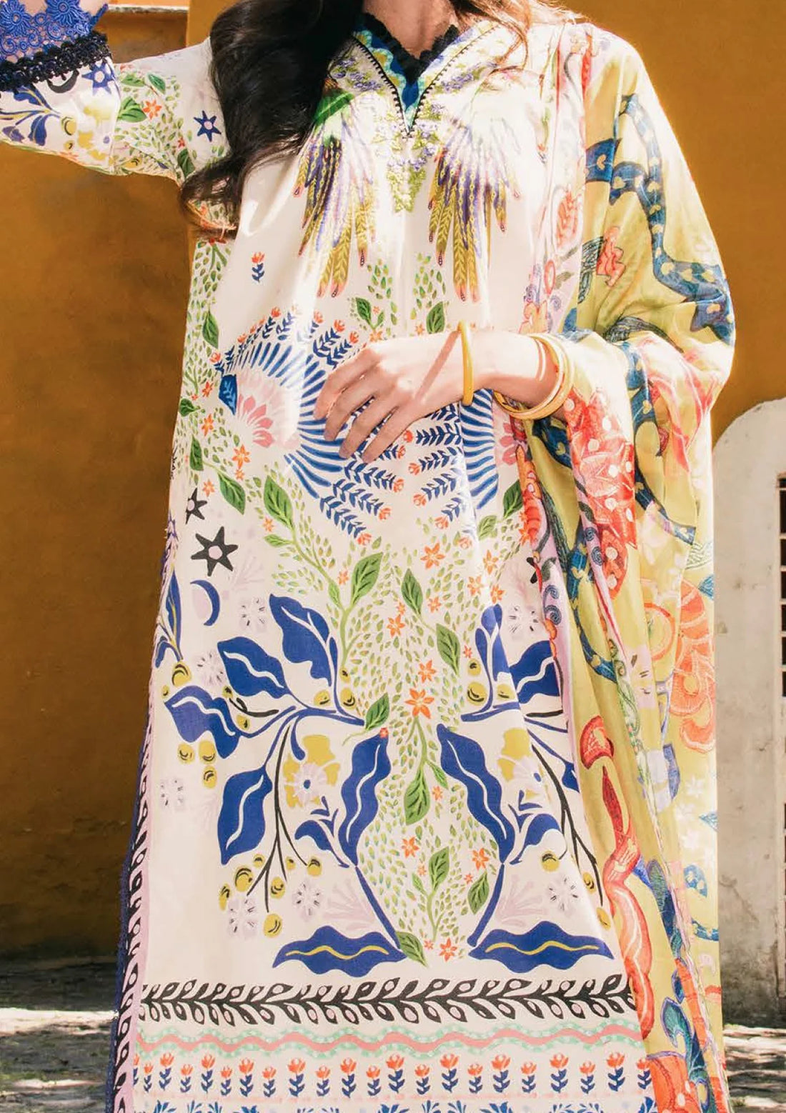 Lawn - Mushq - Hemline La Dolce Prints Vol-2 - HUN25#17B - Magnolias