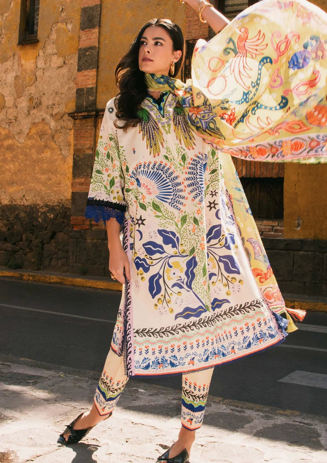 Lawn - Mushq - Hemline La Dolce Prints Vol-2 - HUN25#17B - Magnolias