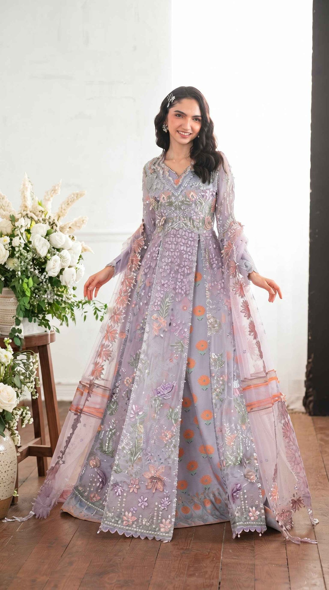 Mushq Sham Shandaar Embroidered Chiffon Unstitched 4Pc Suit – Rangeela Raag | 101% Original
