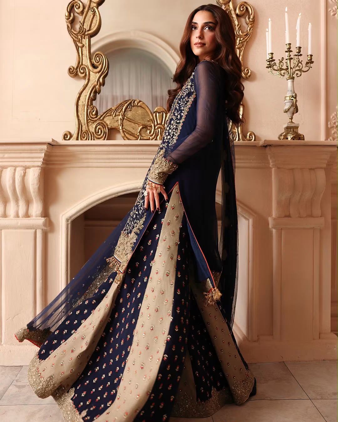 Charizma Dastane Jashan DJW6-02 Navy Blue – Full Length View