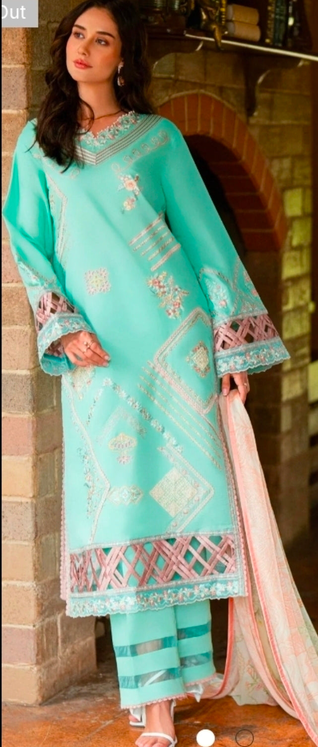 Roheenaz Summer Reverie Luxury 25 - RAVENA | Turquoise Lawn 3-Piece