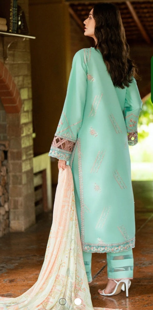 Roheenaz Summer Reverie Luxury 25 - RAVENA | Turquoise Lawn 3-Piece