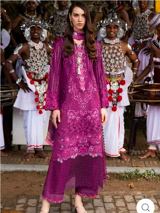Mushq Luxury Lawn 3PC | Full Chikankari Shirt + Pure Silk Digital Dupatta + Cambric Trouser | 101% Original