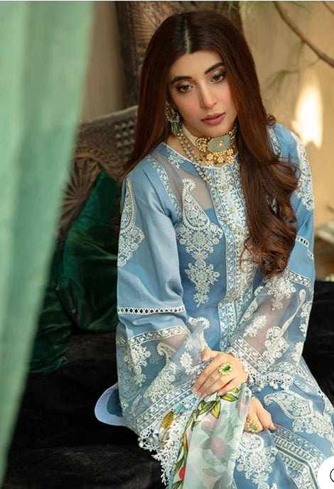 BinIlyas D17-B | 3 PC Lawn – Full Chikankari | 101% Original