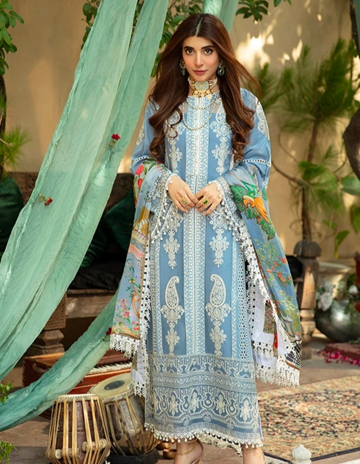 BinIlyas D17-B | 3 PC Lawn – Full Chikankari | 101% Original