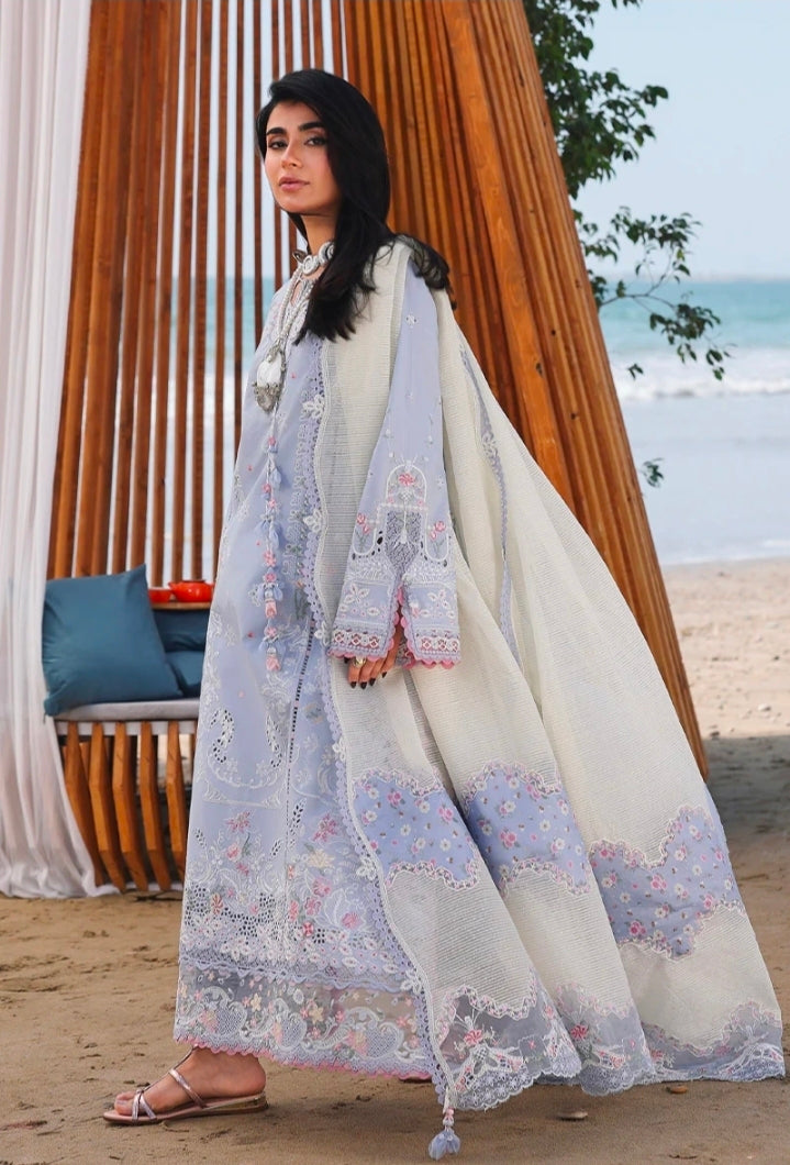 Qalamkar Sahil Luxury Lawn SA-08 ZAYNA 3PC BFresh | 101% Original