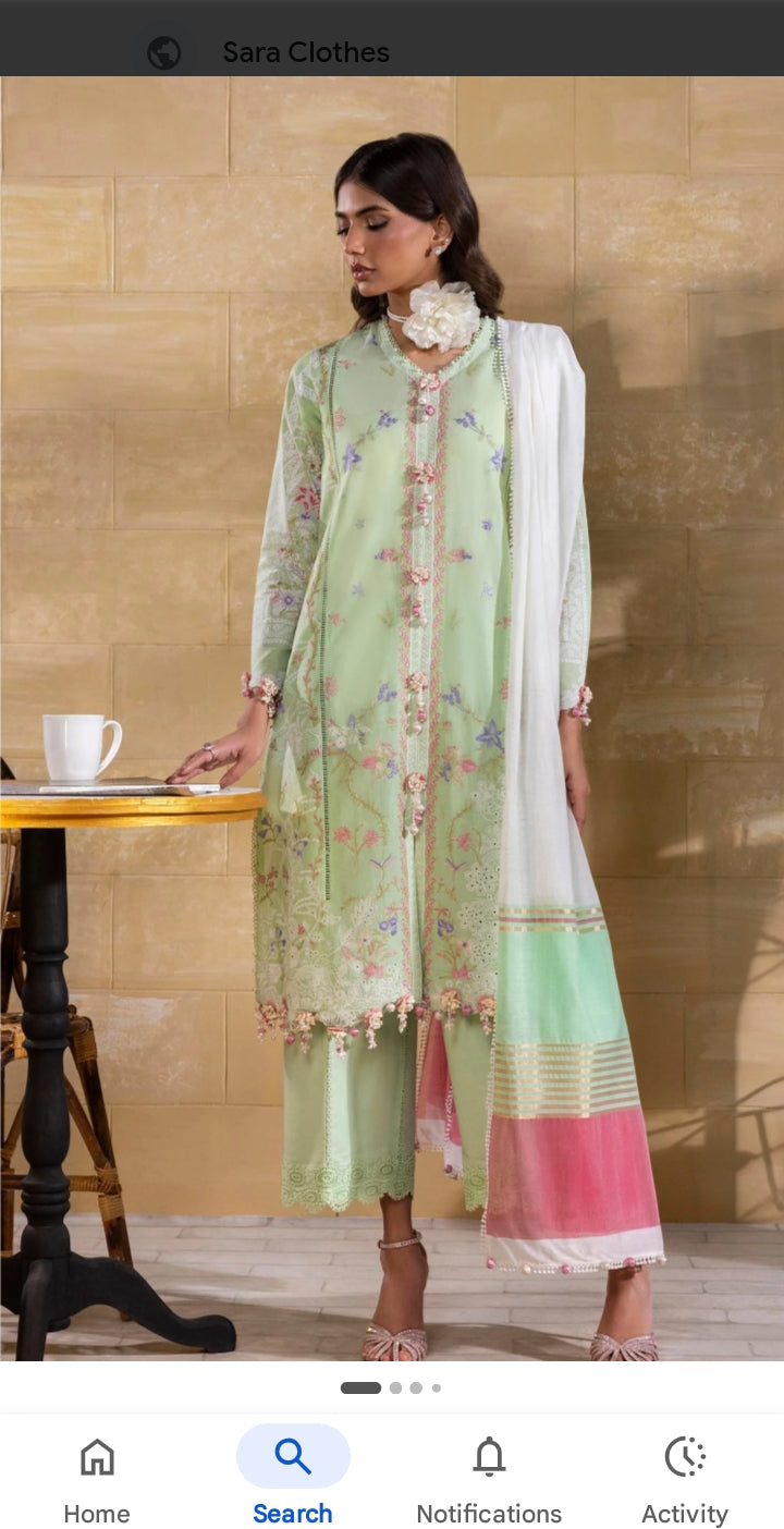 Sana Safinaz Luxury Muzlin Embroidered Lawn BFresh – M251-008A-3DG 2PC | 101% Original