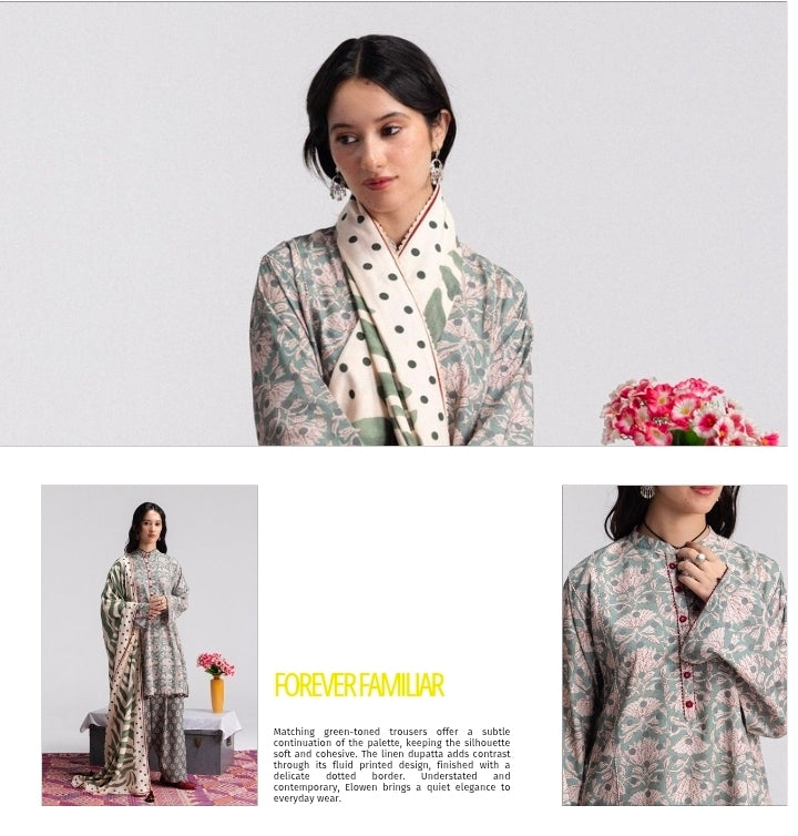 Coco by Zara Shahjahan Elowen 7A Linen 3PC Unstitched | 101% Original