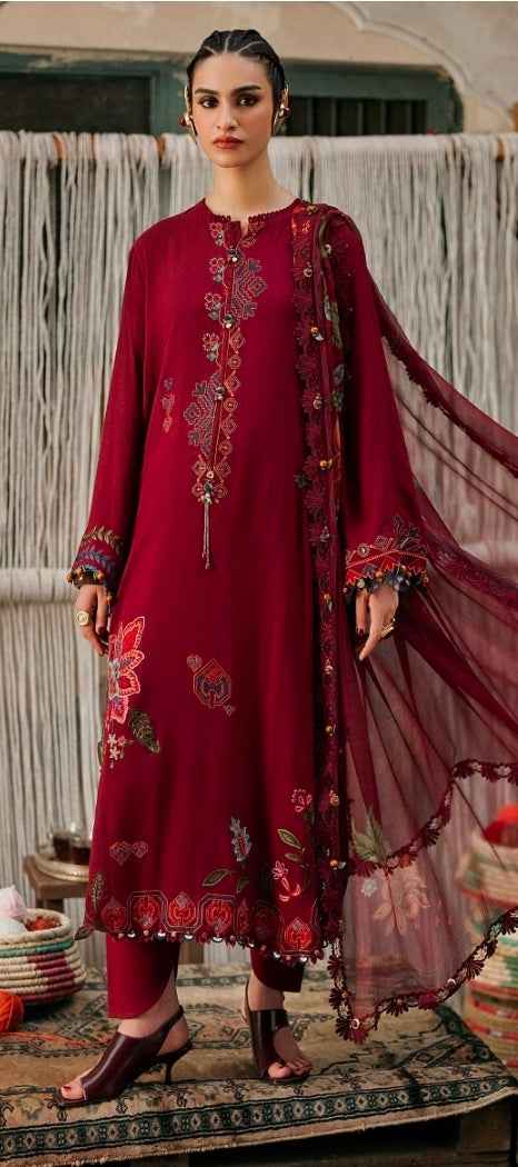 M.Prints Fall Collection 2026 Design 10A Embroidered Dobby Linen 3PC | Unstitched