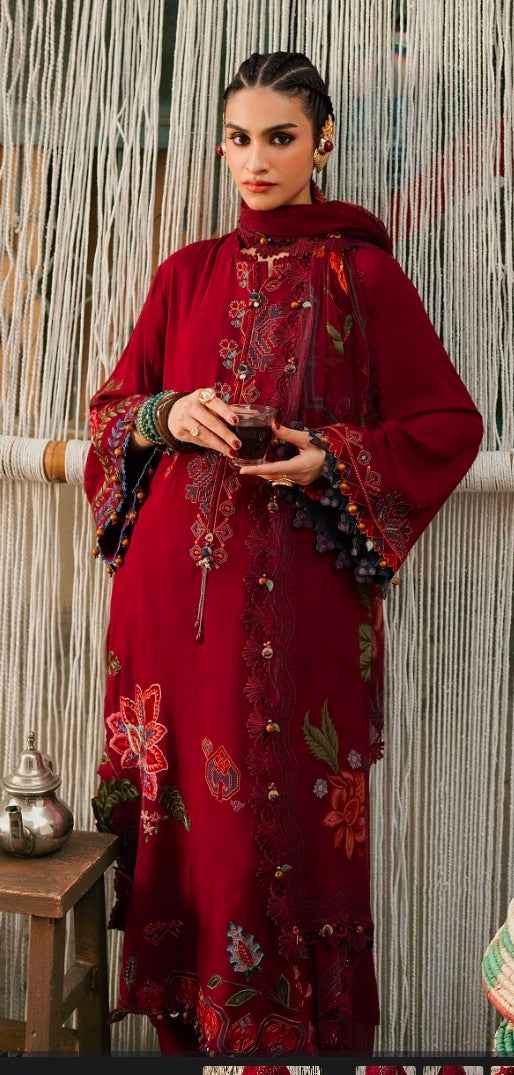 M.Prints Fall Collection 2026 Design 10A Embroidered Dobby Linen 3PC | Unstitched