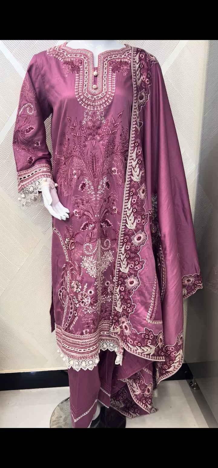 Mavi Pret Mushq Pink Cotton Satin 3PC