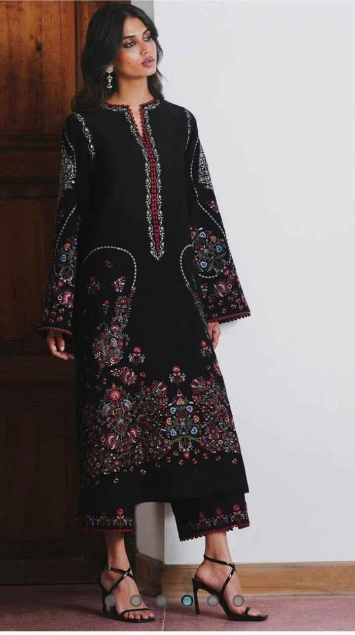 Jugnu Cyprus – Embroidered Karandi 3PC Unstitched