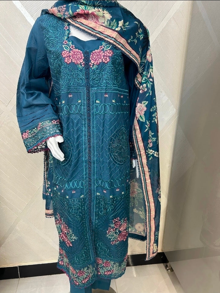 Mavi’s Pret Bin Ilyas Teal Blue 3PC | Ready to Wear