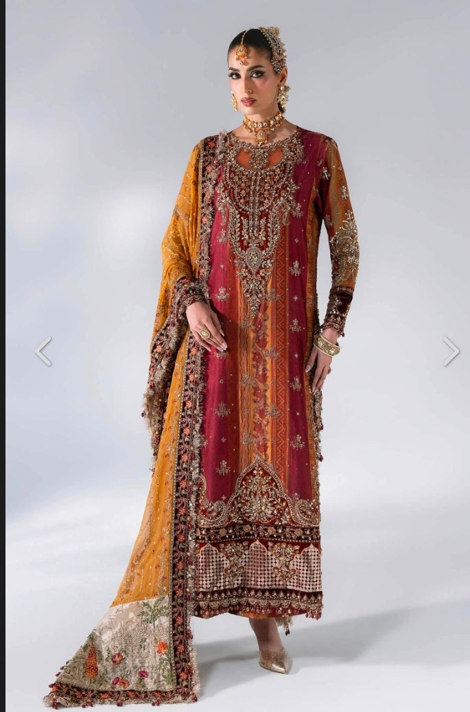 Maroon Crimson BD-3104 – Unstitched Embroidered Raw Silk 3PC Suit