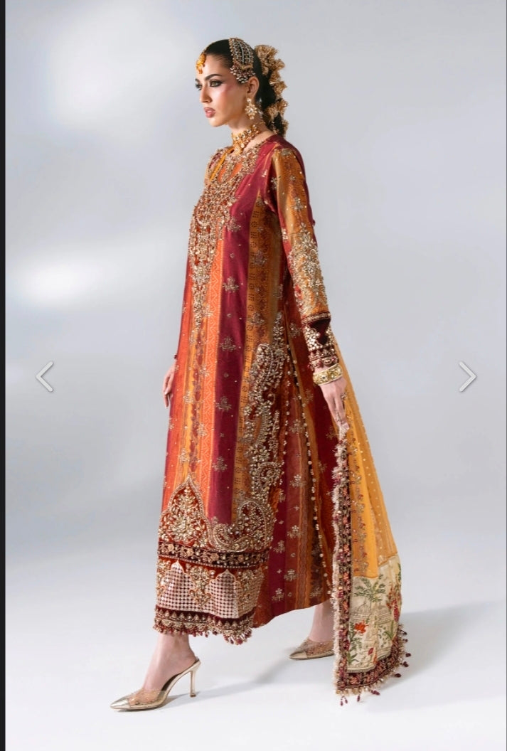 Maroon Crimson BD-3104 – Unstitched Embroidered Raw Silk 3PC Suit