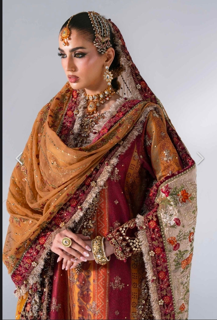 Maroon Crimson BD-3104 – Unstitched Embroidered Raw Silk 3PC Suit